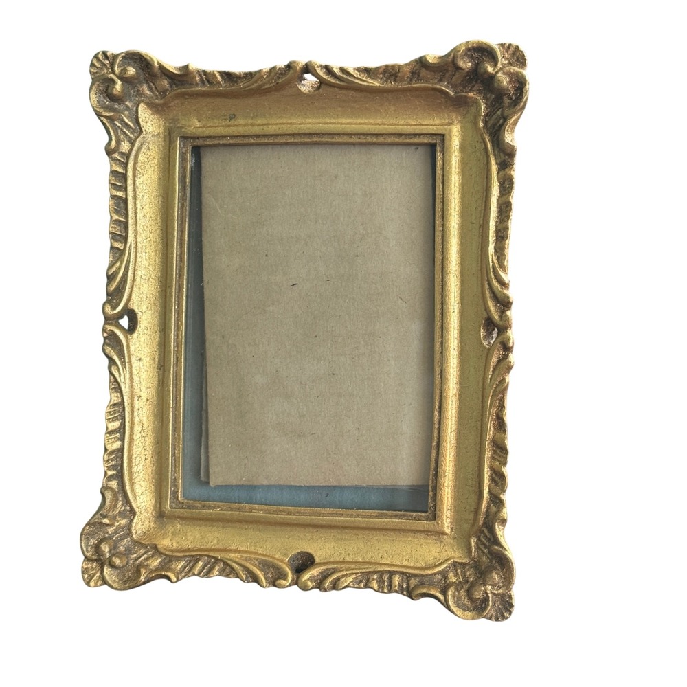 Vintage Style Ornate Gold Baroque Picture Frame Tabletop Scroll Design 3.5 x 5